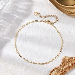 304ステンレススチール楕円リンクチェーンアンクレット女性用  ゴールドカラー  9-1/8インチ（23cm）&nbsp;AJEW-AN00623