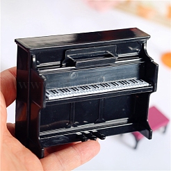 ミニチュアPPプラスチックピアノ  小道具の装飾を装ったドールハウスアクセサリー用  ブラック  91x37x70mm&nbsp;MIMO-PW0001-056B