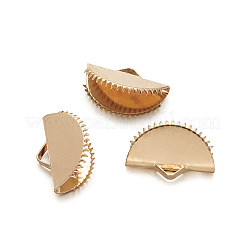 アイアン製カシメリボン止めエンドパーツ  ライトゴールド  9x15x6.5mm  穴：1x3mm  100個/袋&nbsp;IFIN-TAC001-06B-KCG
