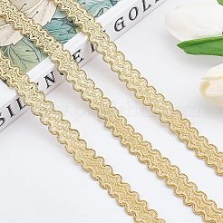 ポリエステルリボン  カード付き  波の模様でフラット  服飾材料  ゴールド  5/8インチ（15mm）  13.12ヤード（12m）/カード&nbsp;OCOR-WH0068-09