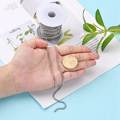 変色しにくい304ステンレススチールベネチアンチェーン  溶接されていない  ステンレス鋼色  2.5x2.5mm&nbsp;CHS-K001-37B