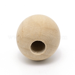 天然木のビーズ  片穴  大穴ビーズ  染色されていない  ラウンド  バリーウッド  28.5mm  穴：9.5mm&nbsp;WOOD-WH0024-02C