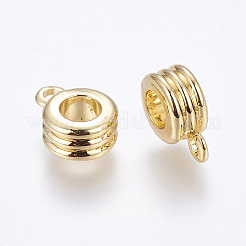 真鍮チューブベイル  ループベイル  長持ちメッキ  18KGP本金メッキ  コラム  12x9x5mm  穴：2mm  内径：5mm&nbsp;X-KK-F715-04G
