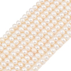 天然養殖淡水パールビーズ連売り  ロンデル  グレード3 A  フローラルホワイト  6~7mm  穴：0.2mm  約79個/連  13.98''（35.5センチメートル）&nbsp;PA-CBAFEE8-17G