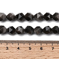 天然銀黒曜石ビーズ連売り  スターカットラウンドビーズ  多面カット  7~8x7~8x7~8mm  穴：1mm  約46~47個/連  14.72''~15''（37.4~38.1センチメートル）&nbsp;G-Z119-A11-02