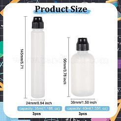 6種類のスタイルのプラスチック製空マーカーボトル2個  便利なアートペイントダバーボトル  詰め替え可能な落書きマーカー  ホワイト  2.4~3.8x9.6~14.5cm  容量：35~40ml（1.18~1.35fl.oz）  3個/スタイル&nbsp;AJEW-OC0003-29