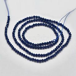 合成天然石ビーズ連売り  模造サファイア  多面カット  ラウンド  プルシアンブルー  2mm  穴：0.5mm  約175個/連  15インチ&nbsp;G-K207-01B-02