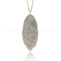 アンティークシルバートーン合金の葉のエナメルペンダント  黄緑  49x20x5mm  穴：3mm&nbsp;ENAM-J034-01AS