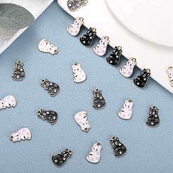 40本2色合金エナメルペンダント  猫のチャーム  ミックスカラー  20x12.2mm  穴：2mm&nbsp;JX636A