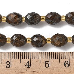 天然石ブロンザイトビーズ連売り  多面カット  ライス  シードビーズで  7.5~8x6~7.5mm  穴：0.8~1mm  約36~40個/連  15.55~15.75''（39.5~40センチメートル）&nbsp;G-F809-A07-01