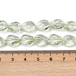 透明ガラスビーズ連売り  葉  ダークシーグリーン  11~12x9x6mm  穴：0.9mm  約54~55個/連  24.41~24.80''（62~63センチメートル）&nbsp;GLAA-H038-03B