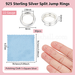 スターリングシルバーのスプリット丸カン 925 個  ダブルループ丸カン  丸い輪  銀  22ゲージ  4x0.6mm  内径：2.8mm  30のPCについて&nbsp;FIND-BC0005-42A