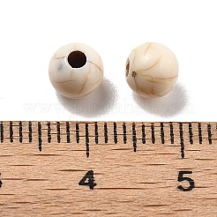 クラックオペークアクリルビーズ  模造ターコイズ  ラウンド  湯通しアーモンド  6x5.5mm  穴：2mm&nbsp;OACR-Z026-04A