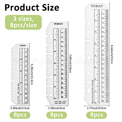 24個 3スタイル プラスチックブックマーク定規  プランナー定規  読みやすいページマーカー  透明  134~220x35~45x0.5mm  8個/スタイル&nbsp;AJEW-FH0006-04B