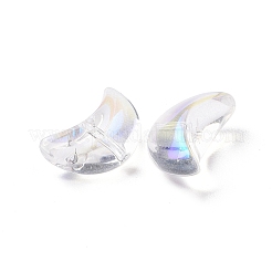 透明な電気メッキガラスビーズ  ABカラーメッキ  ムーン  透明  14x9x6.5mm  穴：1.2mm&nbsp;GLAA-F122-01F