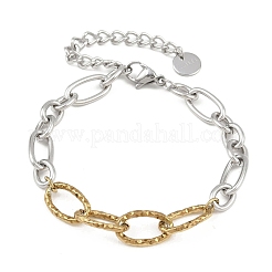 女性用304ステンレススチールリンクチェーンブレスレット  オーバル  ゴールデン·ステンレス鋼色  6-5/8インチ（16.9cm）&nbsp;BJEW-K291-02GP