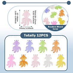 光る魚の樹脂製飾り  人形作り用  家のデスクトップの装飾  ミックスカラー  47~48x34x16~17mm&nbsp;AJEW-TAC0045-006
