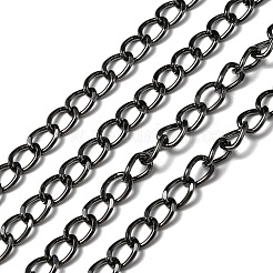 アルミツイストカーブチェーン  溶接されていない  多面カット  ガンメタ色  10x6.5x1.8mm&nbsp;CHA-YW0001-07B