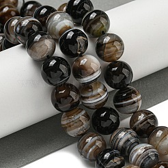天然バンデットアゲートビーズ連売り  ラウンド  染め＆加熱  ココナッツブラウン  15mm  穴：1.2~1.5mm  約28~29個/連  15.75~15.94''（40~40.5センチメートル）&nbsp;G-NH0023-B01-01