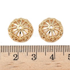 真鍮製マイクロパヴェクリアキュービックジルコニアビーズキャップ  花  18KGP本金メッキ  14.5x6.5mm  穴：1.6mm&nbsp;KK-S350-09G