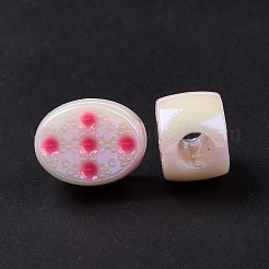 UVメッキレインボー虹色アクリルヨーロピアンビーズ  大穴ビーズ  エナメル  オーバル  ミックスカラー  10.5x13x8mm  穴：4mm&nbsp;SACR-E009-35