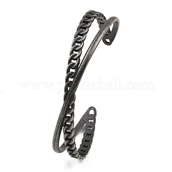 316サージカルステンレススチール製クロスカフバングル  アンティークシルバー  1/2インチ（1.35cm）  内径：2-5/8x2インチ（6.6x5cm）&nbsp;BJEW-C125-09AS