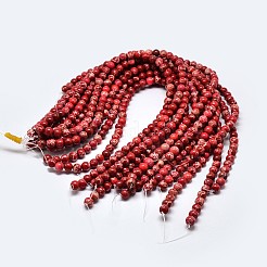 ナチュラルインペリアルジャスパービーズ連売り  ラウンド  染め  暗赤色  6mm  穴：1mm  約62個/連  15インチ&nbsp;G-I122-6mm-04