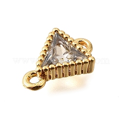 真鍮製のクリアキュービックジルコニアコネクタチャーム  三角リンク  18KGP本金メッキ  10x7x3mm  穴：1.2mm&nbsp;KK-U065-07G