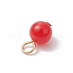 天然染めのマレーシアジェイドラウンドチャーム  鉄ループ付き  ミックスカラー  ゴールドカラー  14x8mm  穴：3mm&nbsp;PALLOY-JF03358-01
