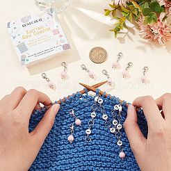 アクリル数字ビーズ編み列カウンターチェーン1個  20 個のプラスチックペンダント装飾  ピンク  カウンターチェーン：26cm  ステッチマーカー：3.2cm&nbsp;HJEW-BC0001-34B