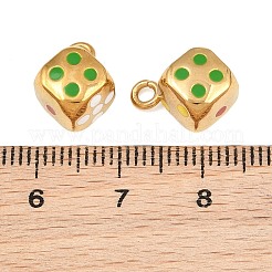 304ステンレススチールエナメルペンダント  サイコロチャーム  イオンプレーティング（ip）  18KGP本金メッキ  13.5x9.5x3mm  穴：2mm&nbsp;SA-CBAF5D5-21G