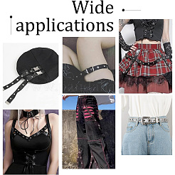 プラチナメッキ真鍮アイレット付きイミテーションレザーリボン  洋服アクセサリー  ブラック  3/4インチ（19mm）&nbsp;OCOR-WH0078-136