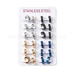 女性用304ステンレスフープイヤリング  イオンプレーティング（ip）  ミックスカラー  12.5x4mm  12ペア/セット&nbsp;EJEW-U066-01