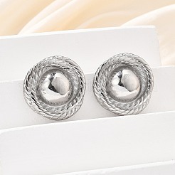 304ステンレススチールスタッドピアス  渦巻く  ステンレス鋼色  24x24mm&nbsp;EJEW-D319-10P