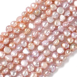天然養殖淡水パールビーズ連売り  研磨両側  グレード5a+  ロージーブラウン  5~6mm  穴：0.5mm  約64個/連  13.78インチ（35cm）&nbsp;PEAR-C004-21C
