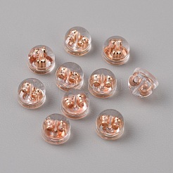 真鍮ピアスキャッチ  シリコーンの発見  半円  ローズゴールド  5x5x4mm  穴：0.8mm&nbsp;FIND-WH0061-72RG