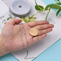 変色しにくい304ステンレススチールアズキチェーン  重なったチェーン  ハンダ付け  装飾的なチェーン  平らな楕円形のコネクタ付き  ステンレス鋼色  2.3x4mm&nbsp;CHS-K001-80
