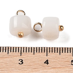 アクリルパーツ  真鍮のループを有します  コラム  フローラルホワイト  12.5x8.5mm  穴：2.5mm&nbsp;MACR-C033-11A