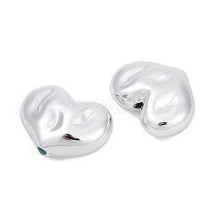 メッキアクリルビーズ  ハート  銀メッキ  18x24x10mm  穴：2.5mm&nbsp;OACR-B031-01A