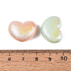蓄光性不透明UVメッキアクリルビーズ  虹色の  テクスチャードハート  暗闇で光る  ミックスカラー  16x21x9.5~10.5mm  穴：2mm&nbsp;OACR-Q204-21