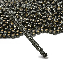 トーホー 8/0ラウンドビーズ  日本製シードビーズ  （29c）シルバーの裏地付きダークブラックダイヤモンド  3mm  穴：1mm  約222個/10g&nbsp;X-SEED-TR08-0029C