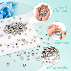 CCBプラスチックビーズ  丸いリング  プラチナ  5~11.5x1.8~4.5mm  穴：1.2~3.5mm  20個/スタイル&nbsp;CCB-TA0001-12