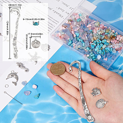 海の動物合金と宝石チップのブックマーク作りキット  ミックスカラー  5~8x5~8mm  穴：1mm&nbsp;DIY-SC0027-61