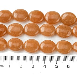 天然石レッドアベンチュリンビーズ連売り  フラットオーバル  13~14x12x5.5~6mm  穴：1.2mm  約29個/連  15.83''（40.2センチメートル）&nbsp;G-K365-B05-02