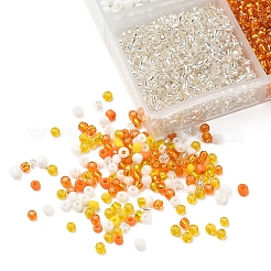 4500個6スタイル12/0ガラスシードビーズ  シルバーの裏地と不透明な色  丸穴ビーズ  きいろ  2mm  穴：1mm  750個/カラー&nbsp;SEED-YW0001-27A