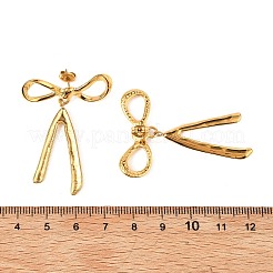 304ステンレススチールダングルスタッドピアス  蝶結び  18KGP本金メッキ  49x33mm&nbsp;EJEW-I318-02G-02