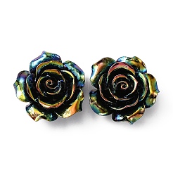 オペーク樹脂カボション  ローズ  ブラック  34.5x35.5x16mm&nbsp;RESI-WH0013-18C