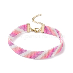 女性用グラデーションカラーガラスシードビーズブレスレット  カラフル  7-1/4インチ（18.5cm）&nbsp;BJEW-MZ00210