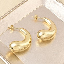 女性のための真鍮のスタッドピアス  ハーフフープピアス  ゴールドカラー  29.5x21x10.5mm&nbsp;KK-CBAD851-28G