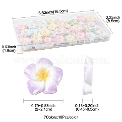 70色のプルメリアの花の不透明樹脂カボション7個  ミックスカラー  20~21x20~21x4.5~5mm  10個/カラー&nbsp;CRES-FS0001-32